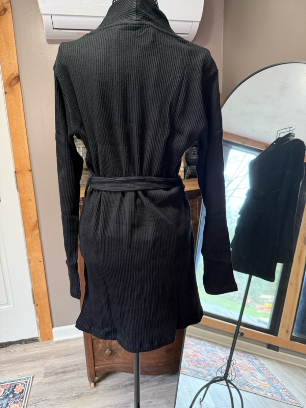 Cosabella Black Ribbed Knit Wrap Robe - Picture 7 of 7